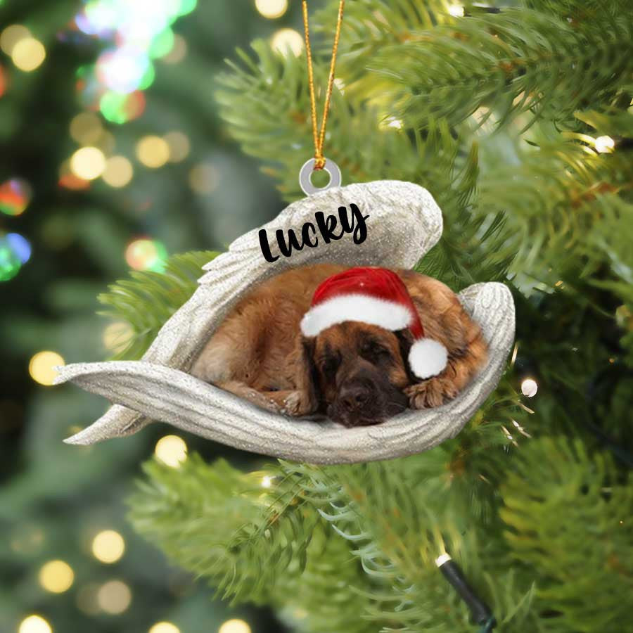 Personalized Leonberger Sleeping Angel Christmas Flat Acrylic Dog Ornament Memorial Dog Gift OO2507