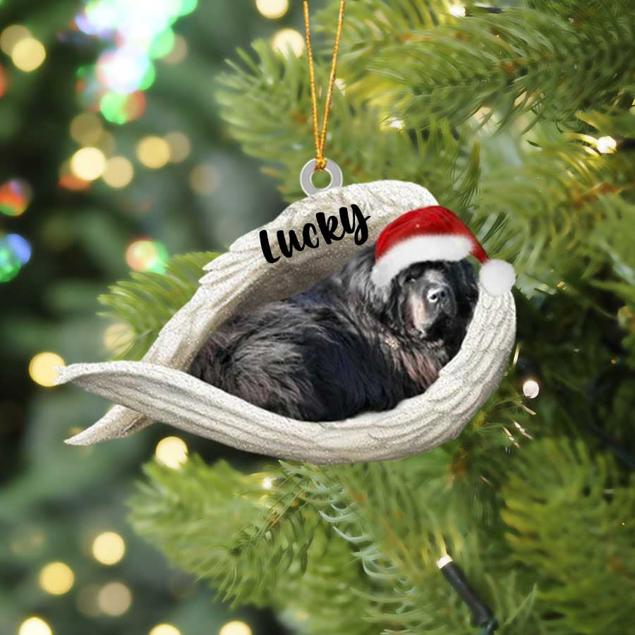 Personalized Newfoundland Sleeping Angel Christmas Flat Acrylic Dog Ornament Memorial Dog Gift OO2499