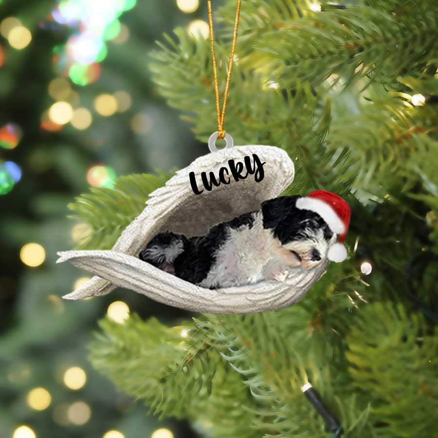 Personalized Portuguese Water Dog Sleeping Angel Christmas Flat Acrylic Dog Ornament Memorial Dog Gift 1 OO2489