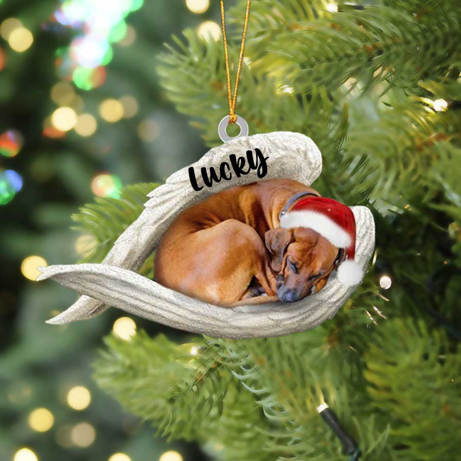 Personalized Rhodesian Ridgeback Sleeping Angel Christmas Flat Acrylic Dog Ornament Memorial Dog Gift OO2485