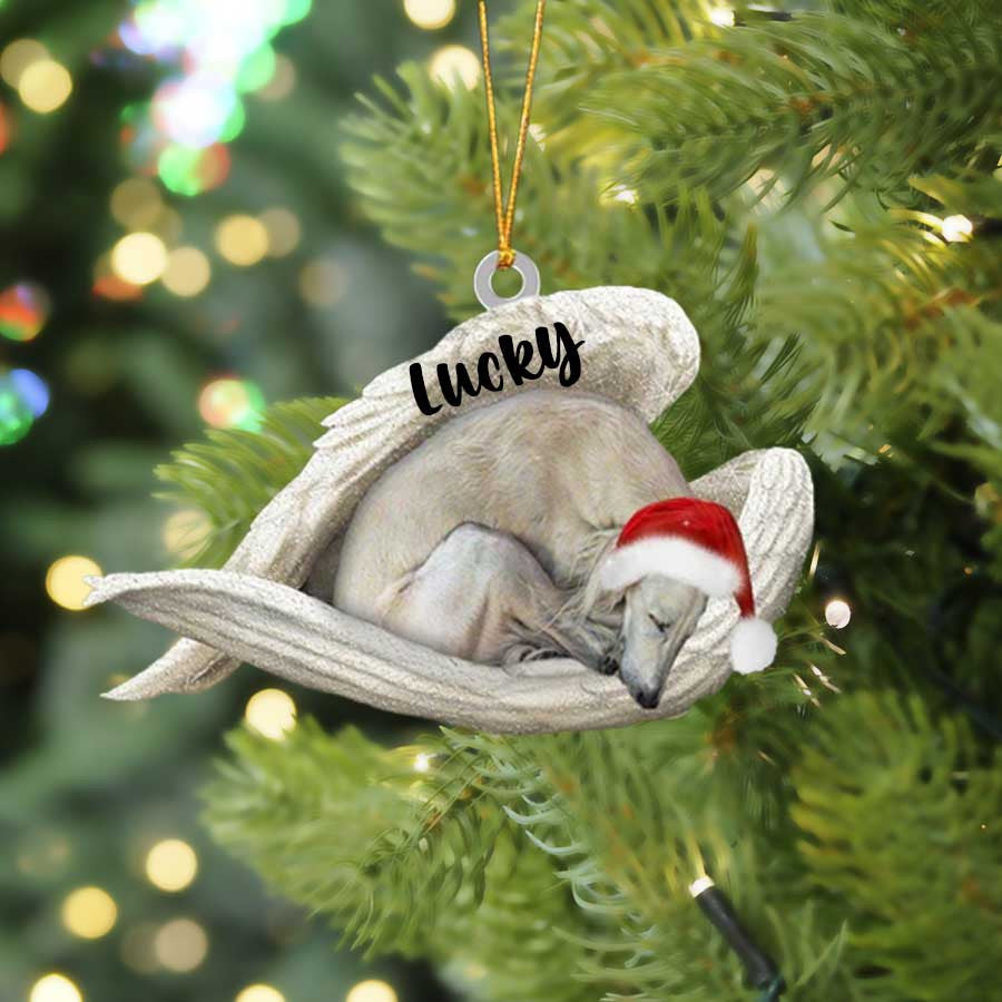 Personalized Saluki Sleeping Angel Christmas Flat Acrylic Dog Ornament Memorial Dog Gift OO2482