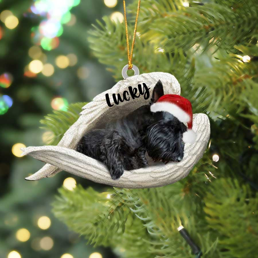 Personalized Scottish Terrier Sleeping Angel Christmas Flat Acrylic Dog Ornament Memorial Dog Gift OO2480
