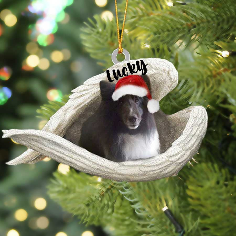 Personalized Sheltie Sleeping Angel Christmas Flat Acrylic Dog Ornament Memorial Dog Gift 1 OO2478
