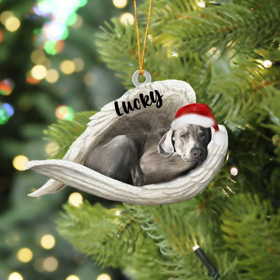 Personalized Weimaraner Sleeping Angel Christmas Flat Acrylic Dog Ornament Memorial Dog Gift OO2472