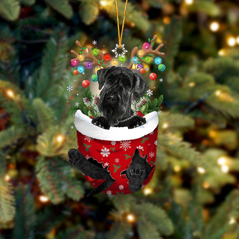Giant Schnauzer In Snow Pocket Christmas Ornament Flat Acrylic Dog Ornament OO2437