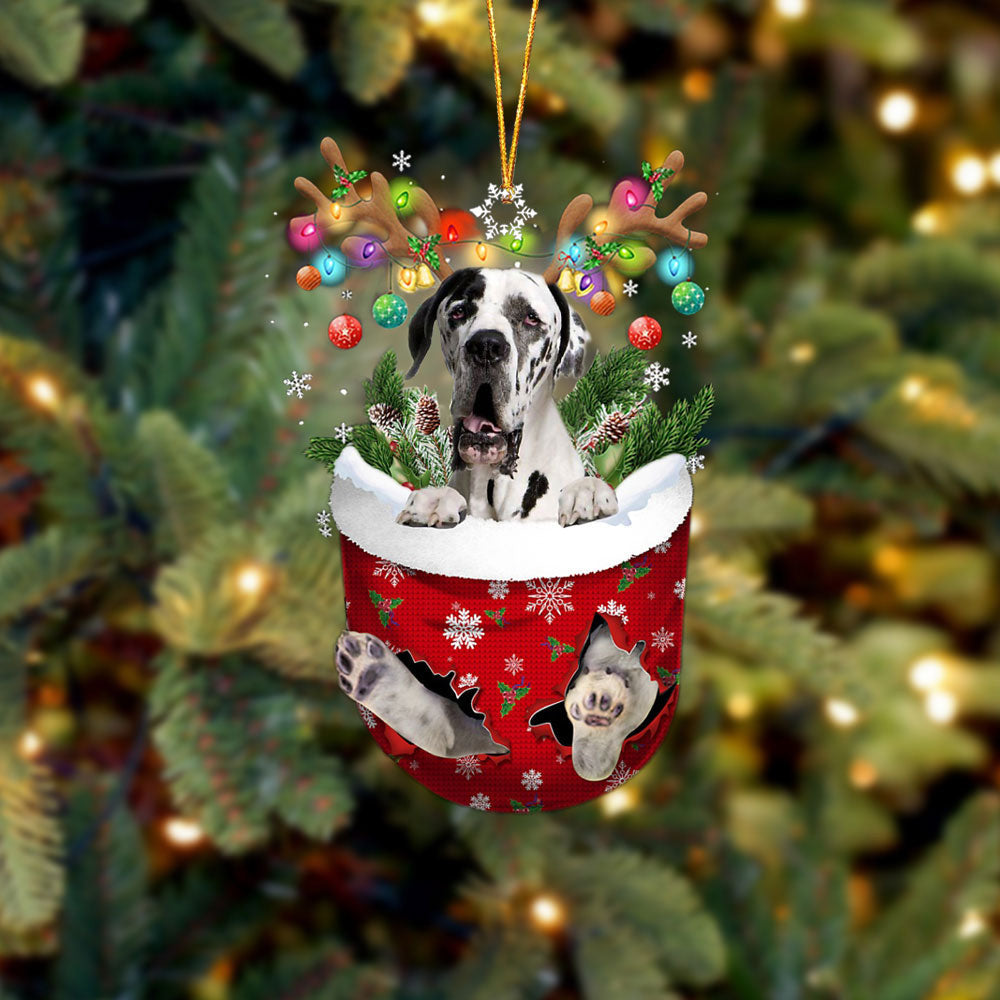 Great Dane 2 In Snow Pocket Christmas Ornament Flat Acrylic Dog Ornament OO2443