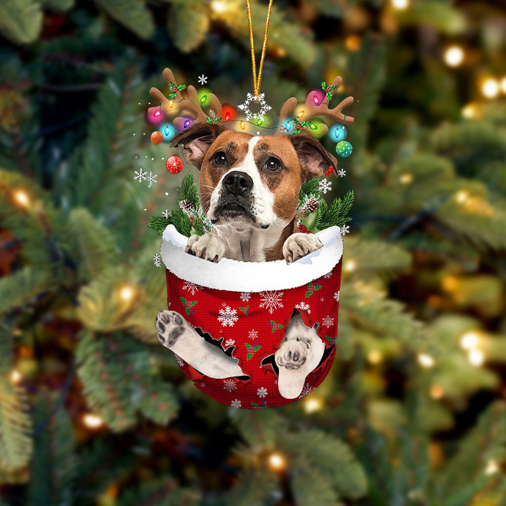 American Bulldog 1 In Snow Pocket Christmas Ornament Flat Acrylic Dog Ornament OO2445