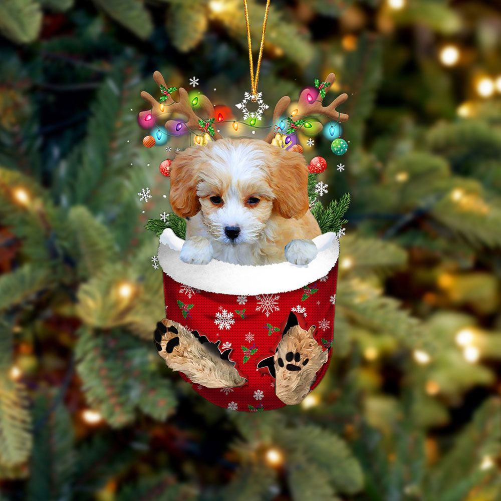 Shih Poo In Snow Pocket Christmas Ornament Flat Acrylic Dog Ornament OO2435