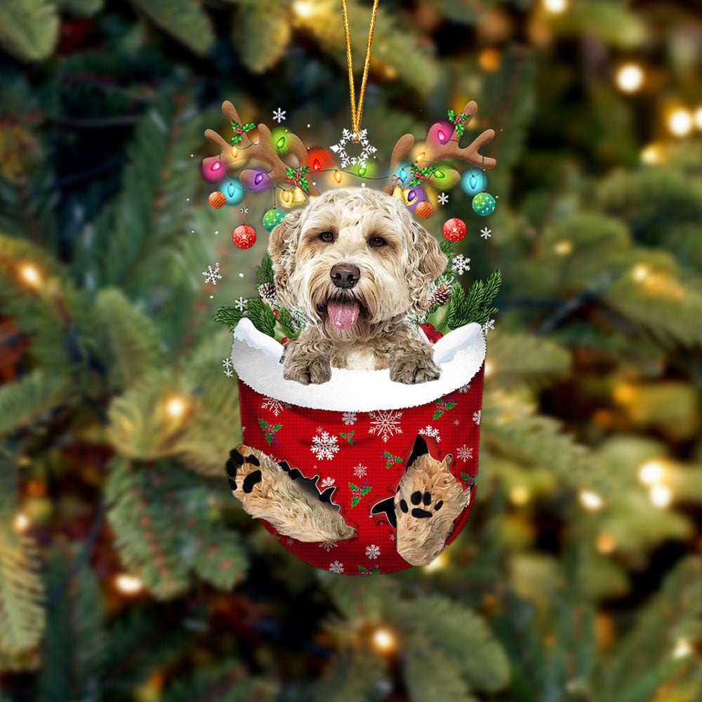Goldendoodle 1 In Snow Pocket Christmas Ornament Flat Acrylic Dog Ornament OO2429