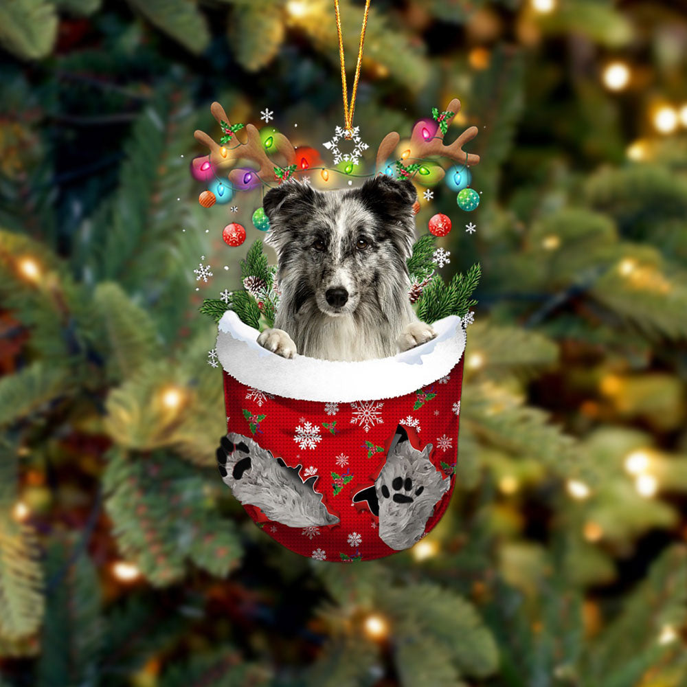 Shetland Sheepdog 1 In Snow Pocket Christmas Ornament Flat Acrylic Dog Ornament OO2366