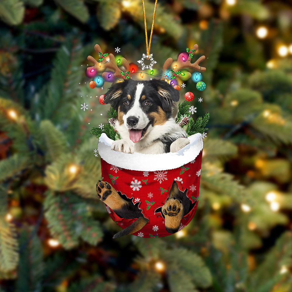 Australian Shepherd 2 In Snow Pocket Christmas Ornament Flat Acrylic Dog Ornament OO2370