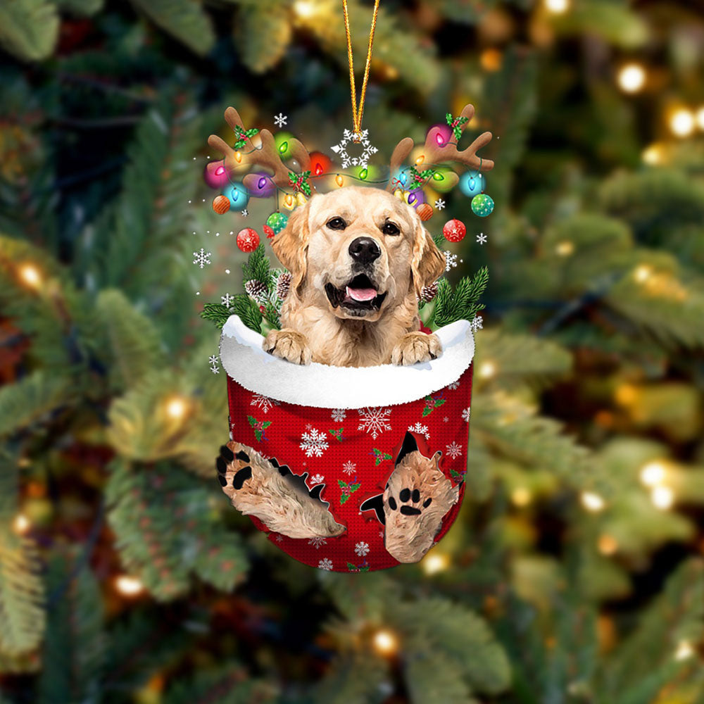Golden Retriever 2 In Snow Pocket Christmas Ornament Flat Acrylic Dog Ornament OO2331