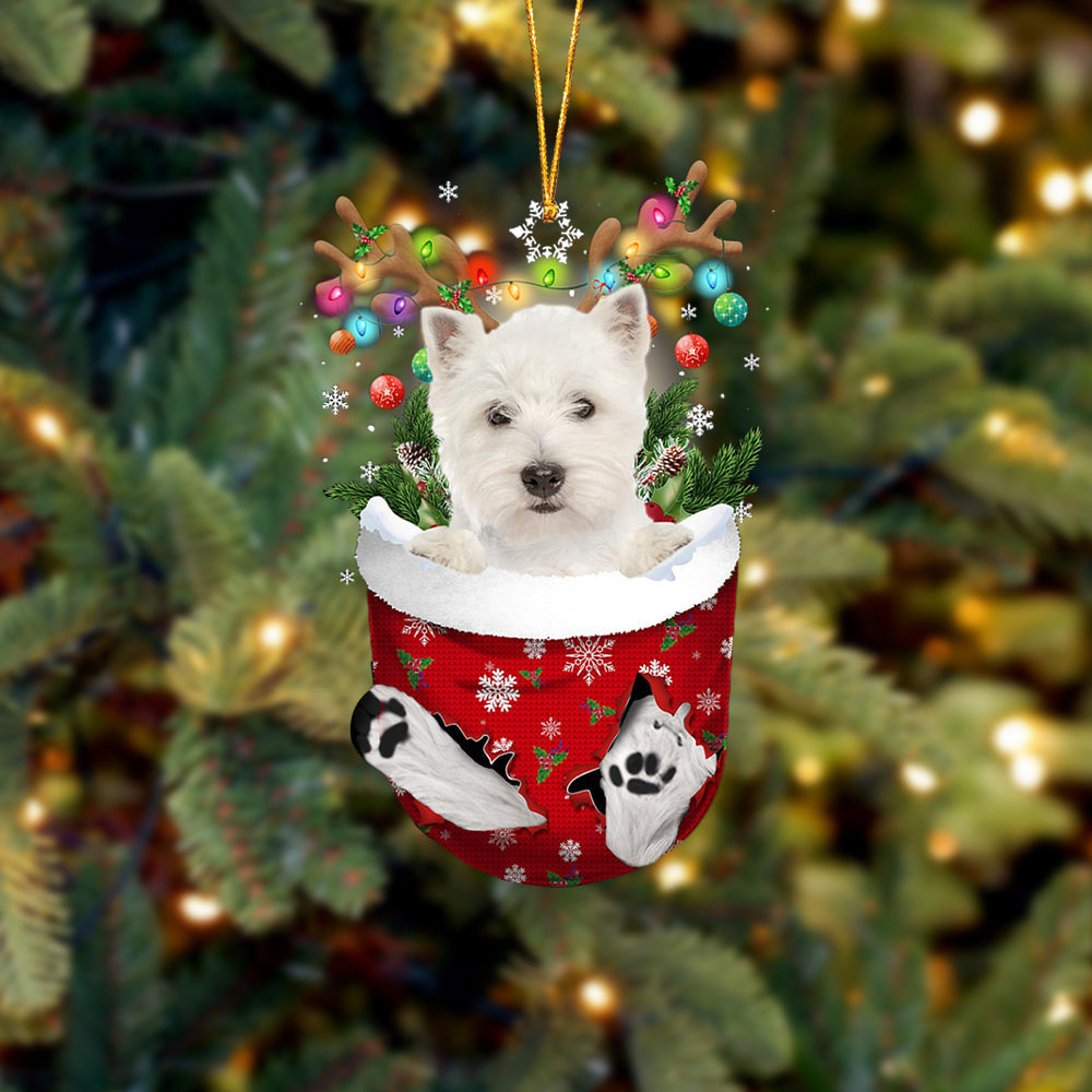 West Highland White Terrier In Snow Pocket Christmas Ornament Flat Acrylic Dog Ornament OO2320