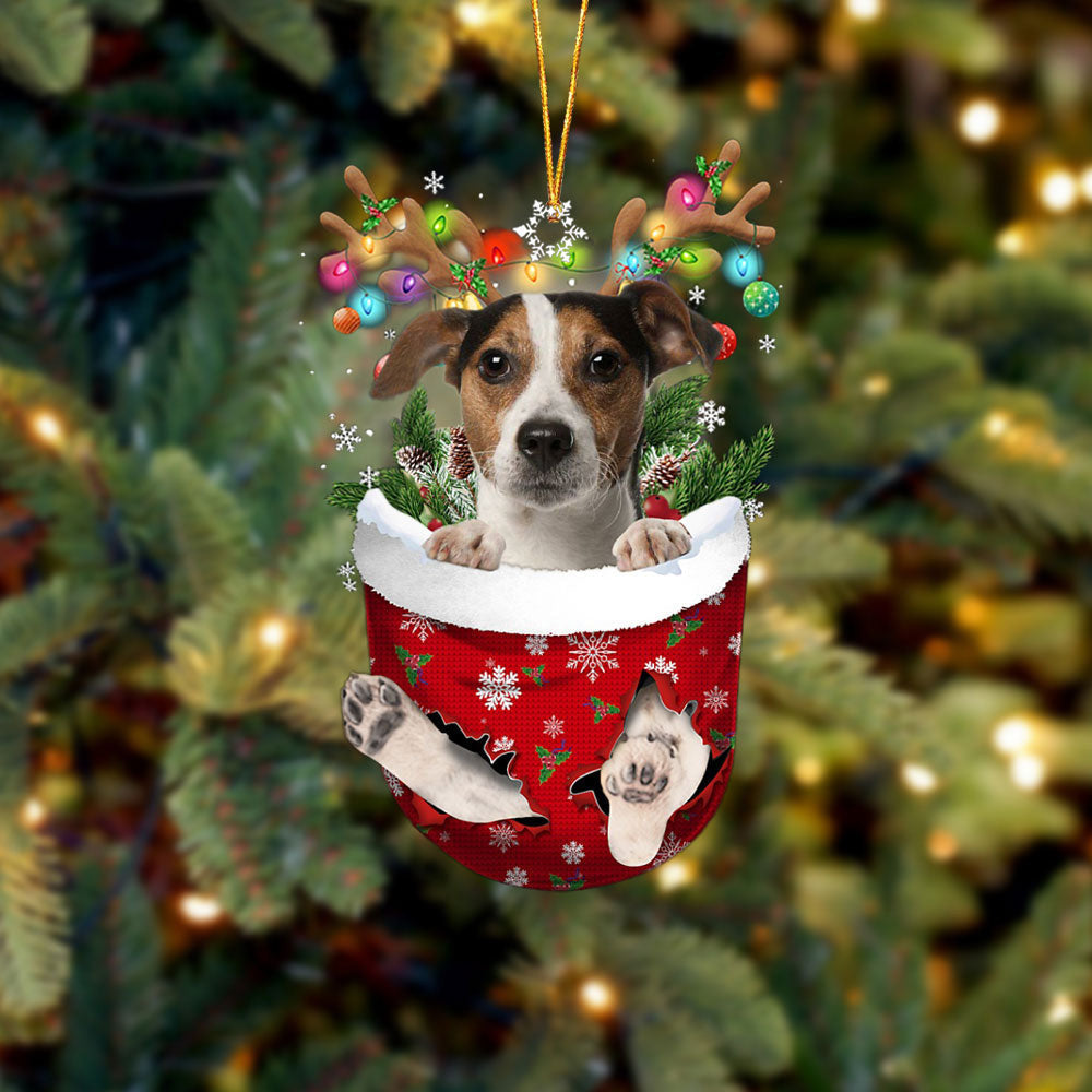 Jack Russell Terrier 1 In Snow Pocket Christmas Ornament Flat Acrylic Dog Ornament OO2307