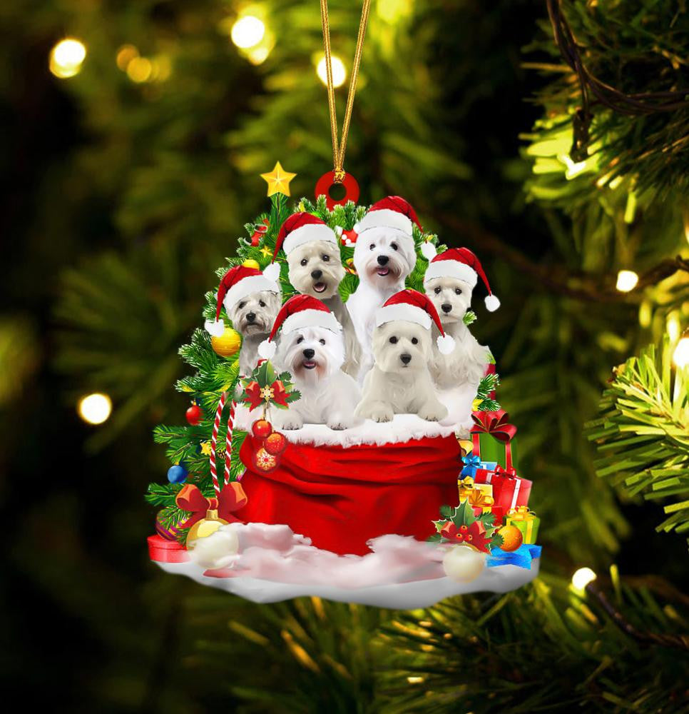 West Highland White Terrier Dogs In A Gift Bag Christmas Ornament Flat Acrylic Dog Ornament OO2208