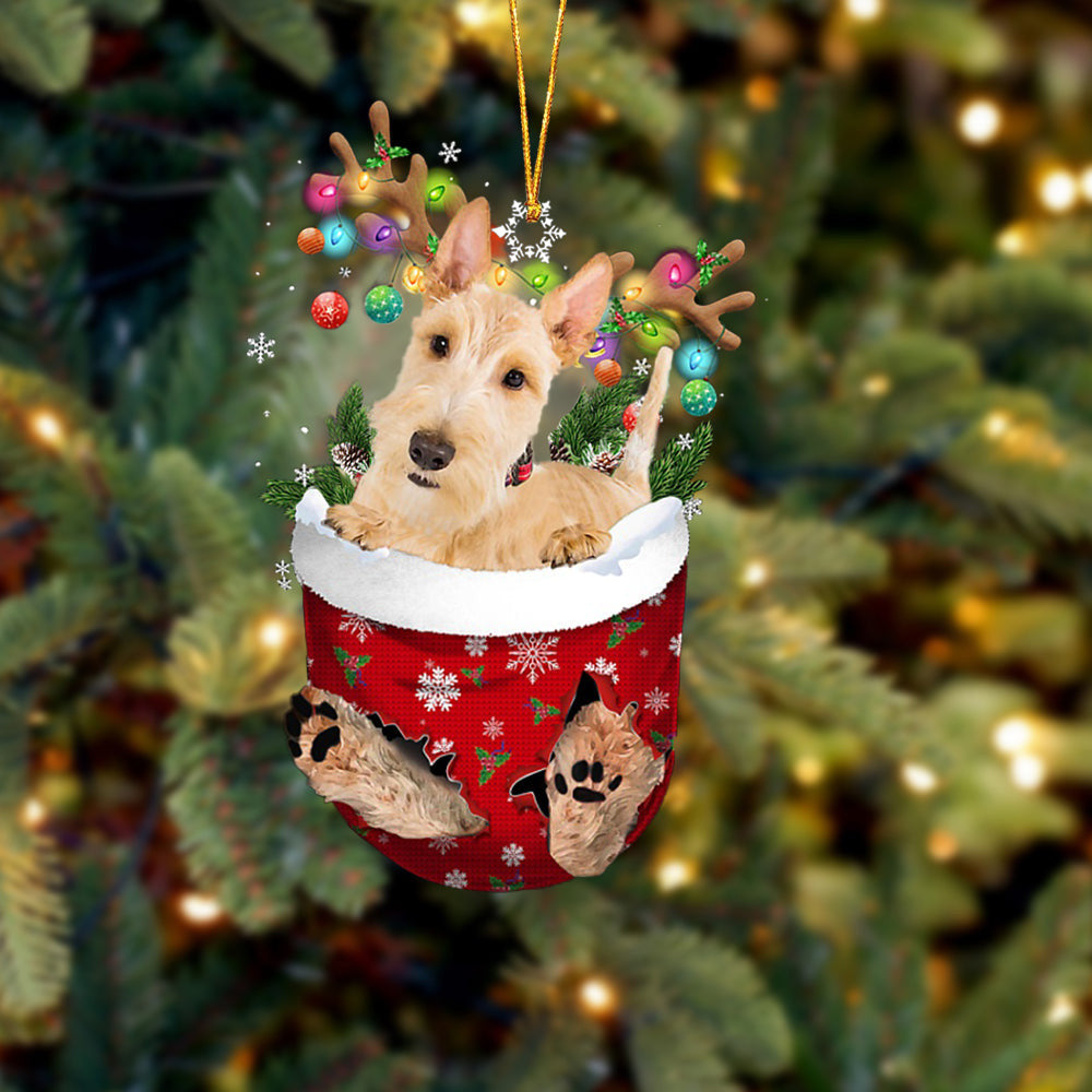 Wheaten Scottish Terrier In Snow Pocket Christmas Ornament Flat Acrylic Dog Ornament OO2173
