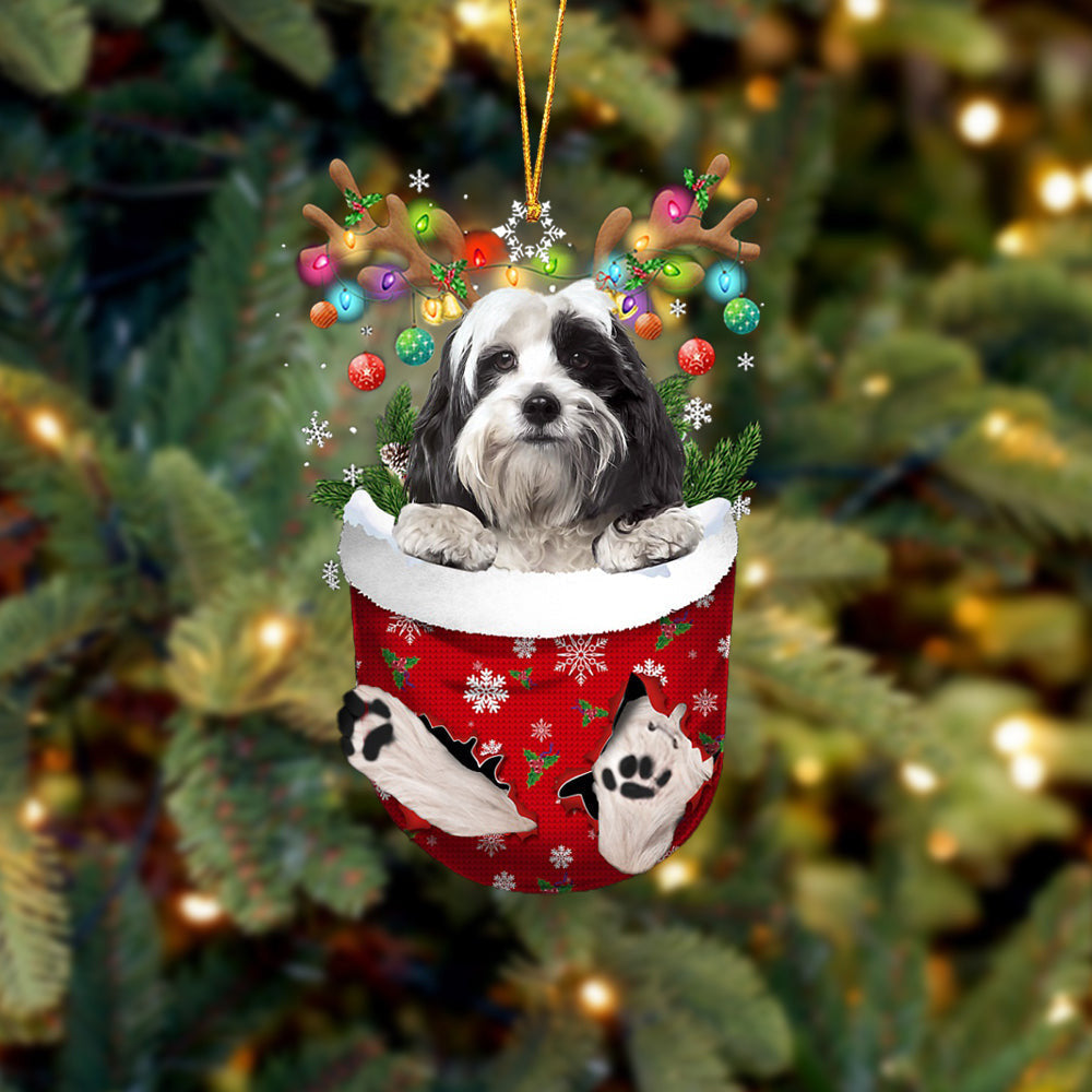 Tibetan Terrier 1 In Snow Pocket Christmas Ornament Flat Acrylic Dog Ornament OO2166