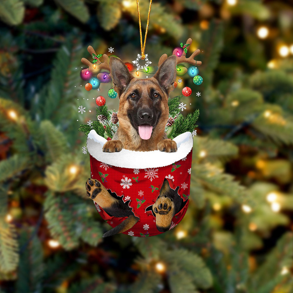 German Shepherd 2. In Snow Pocket Christmas Ornament Flat Acrylic Dog Ornament OO2152