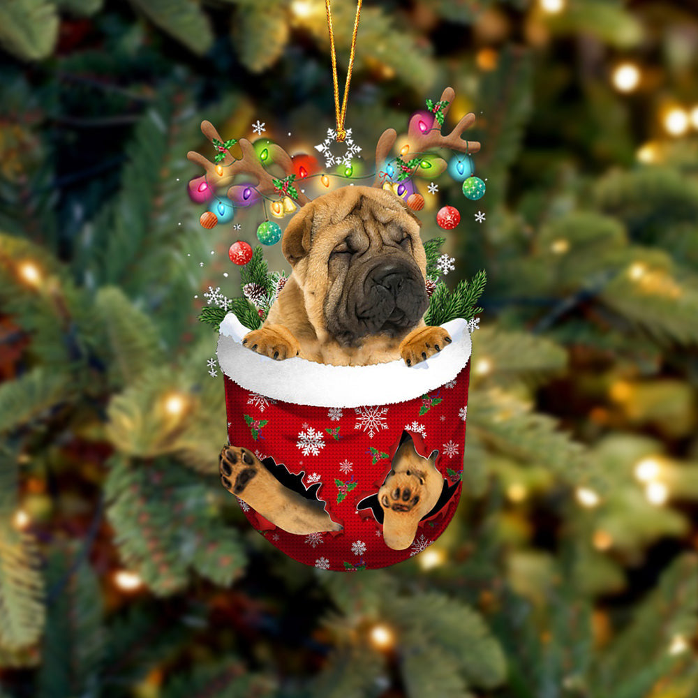 Shar Pei In Snow Pocket Christmas Ornament Flat Acrylic Dog Ornament OO2144