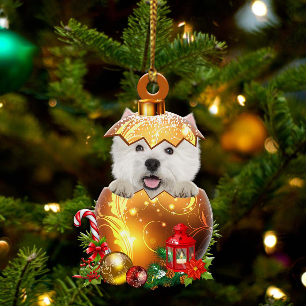 West Highland White Terrier in Golden Egg Christmas Ornament, Flat Acrylic Dog Ornament OO2012