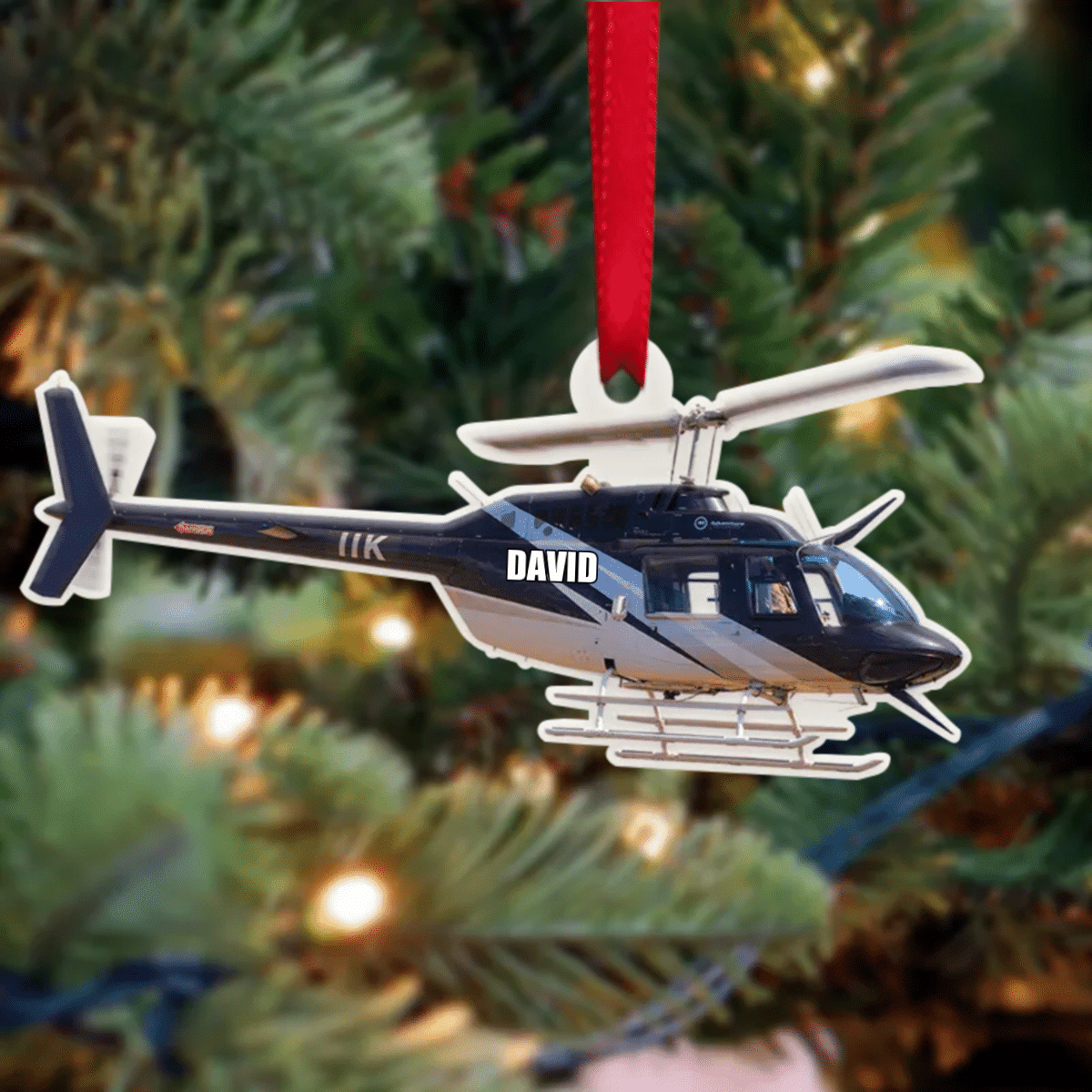 Personalized Veteran Helicopter Christmas Ornament for Dad, Gift for Him Veteran Ornament OO4295