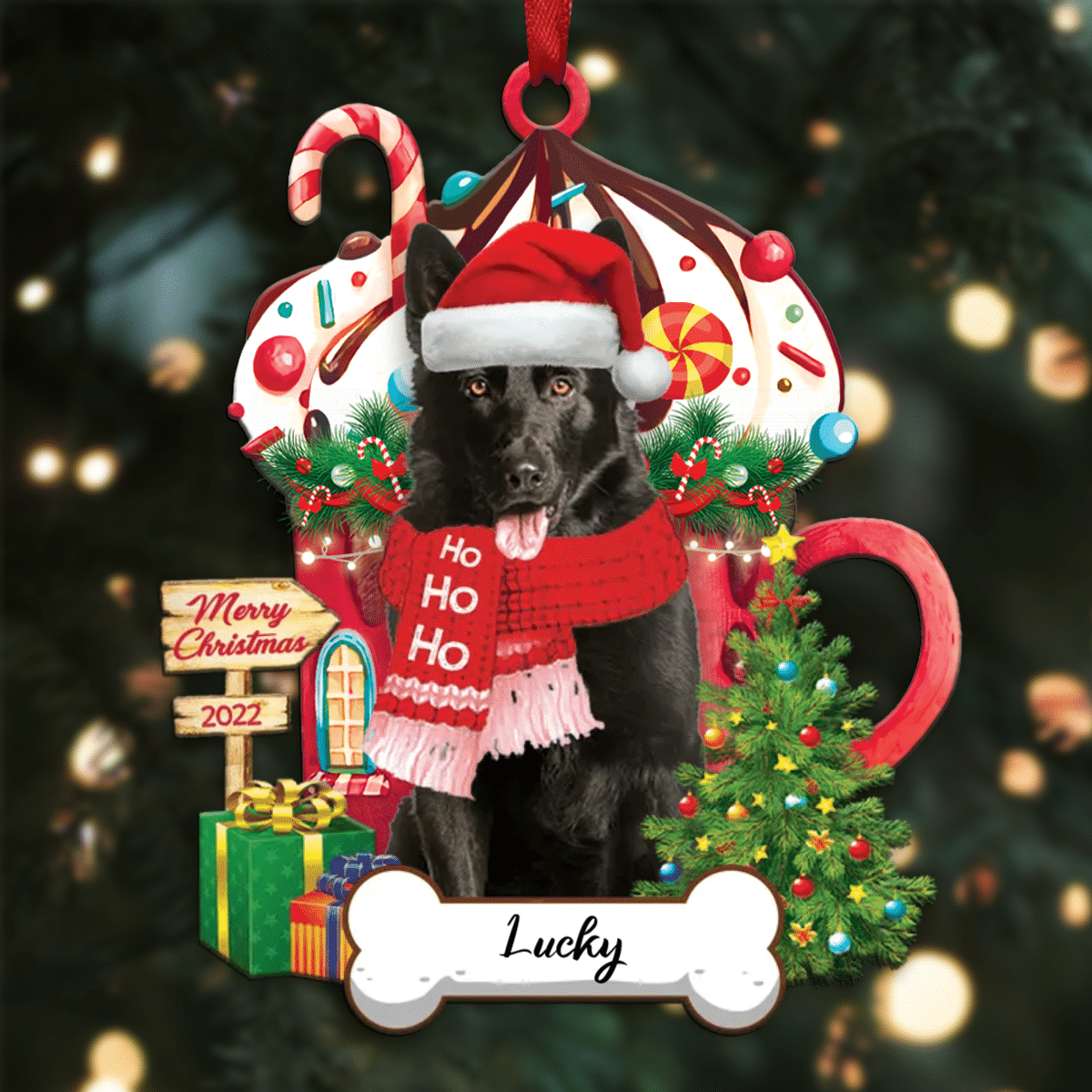 Personalized Ho Ho Ho German Shepherd Dog Christmas Ornament for Dog Lovers OO3887
