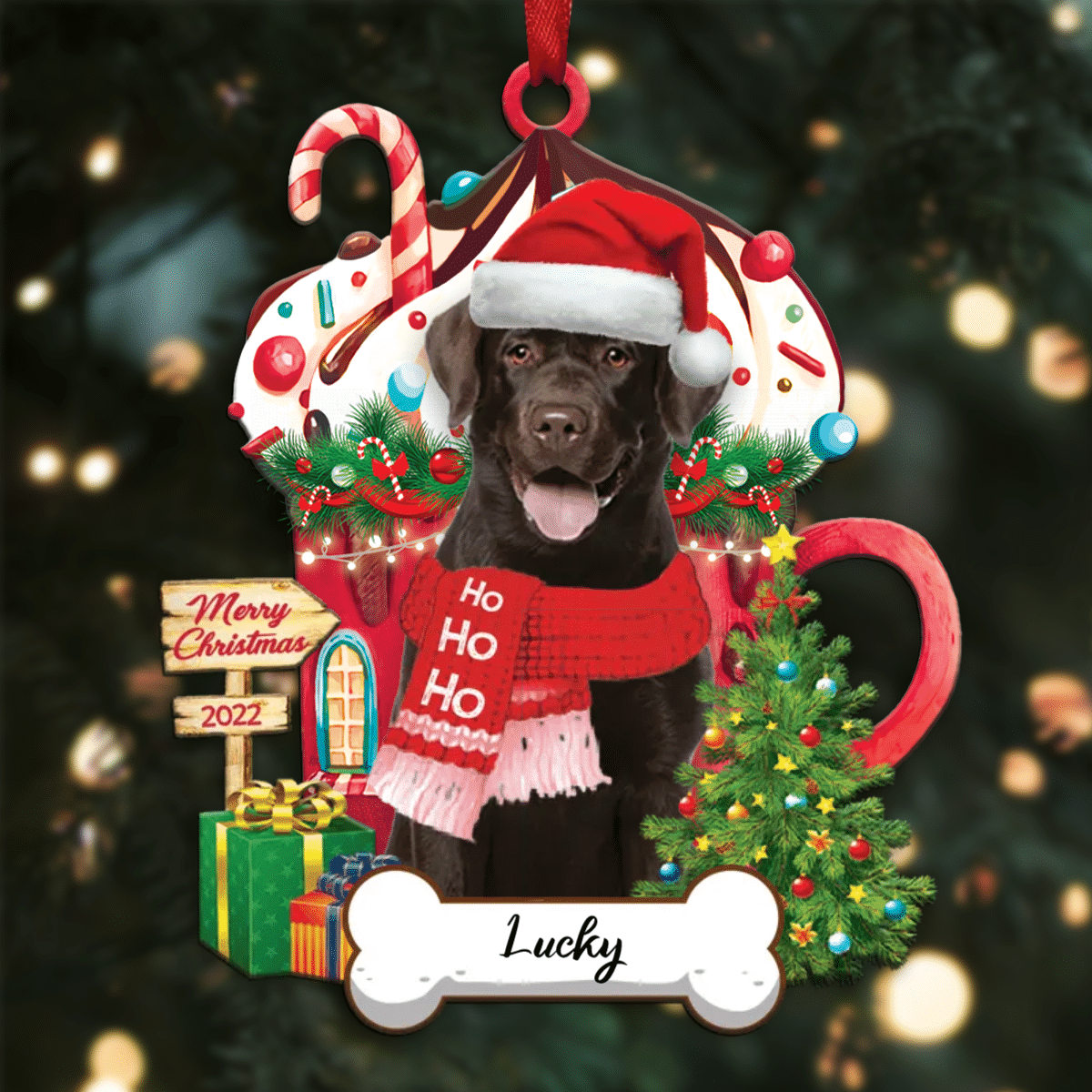 Personalized Ho Ho Ho Labrador Retriever Dog Christmas Ornament for Dog Lovers OO3880