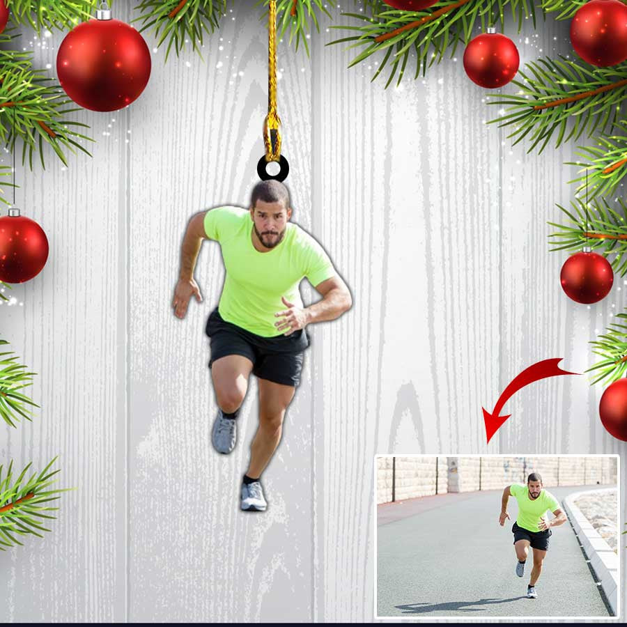 Custom Photo Runner Running Christmas Ornament for Athlete, Running Lovers OO3853