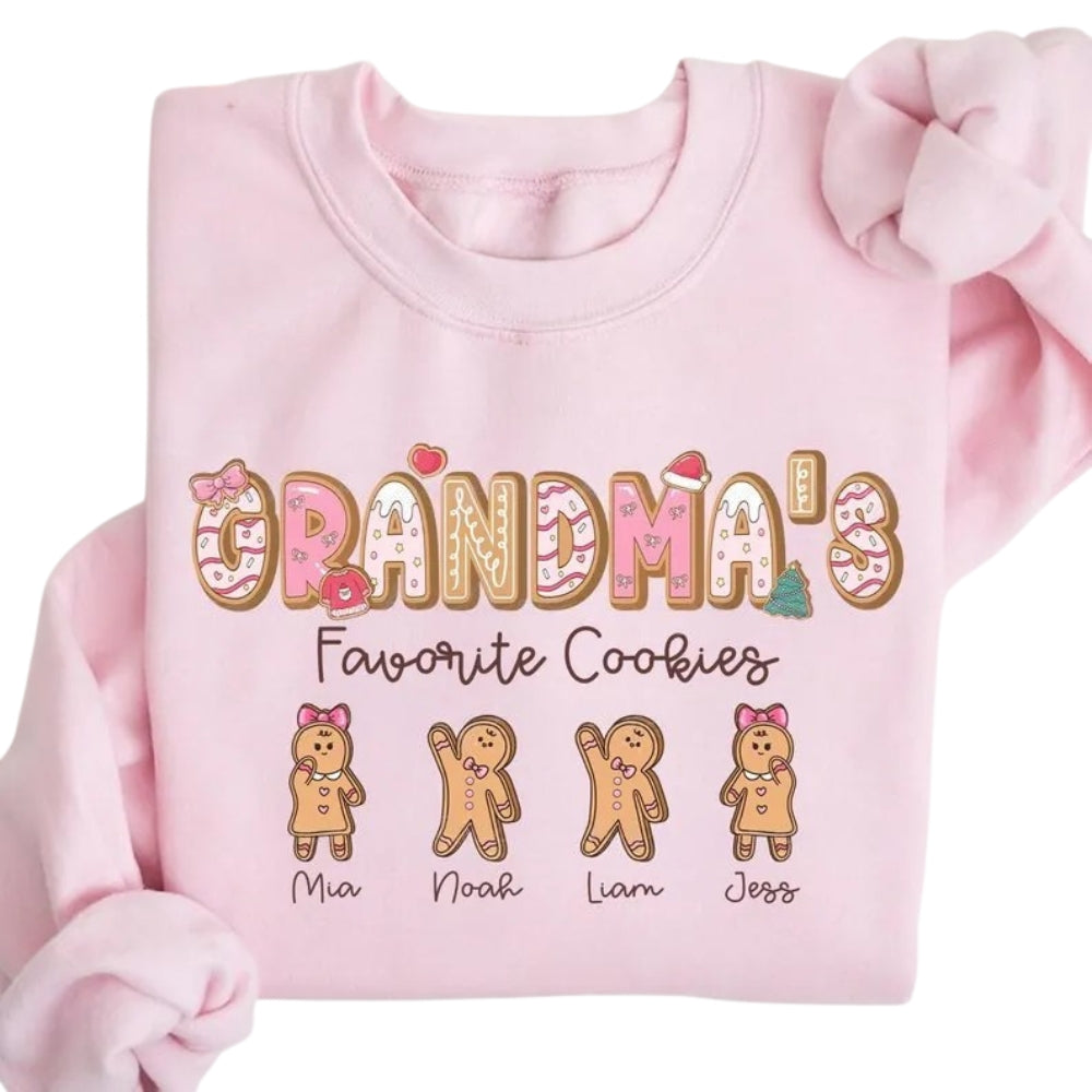 Custom Grandma Favorite Cookies Christmas Sweatshirt, Custom Grandma Gingerbread Christmas Sweatshirt 2D0470