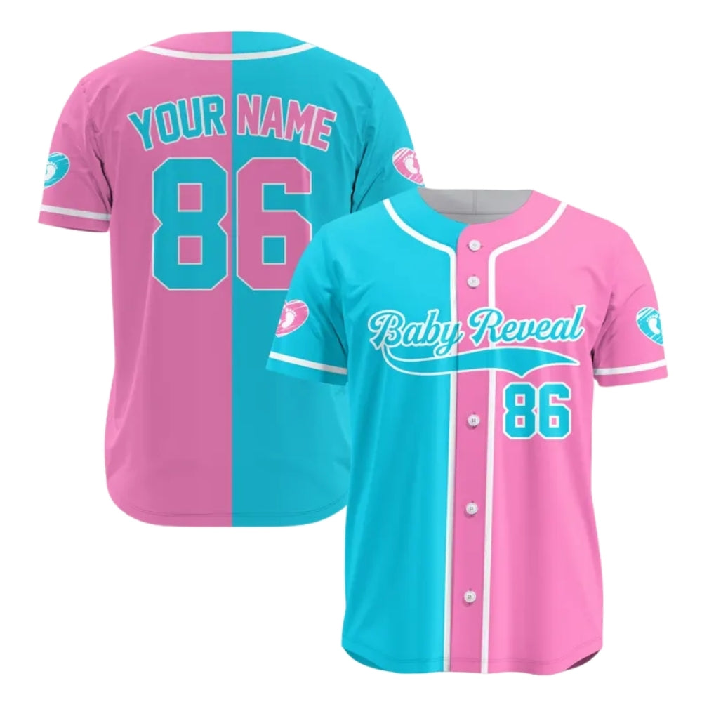Custom Baby Reveal Blue Pink Matching Baseball Jersey For Family, Custom Gender Reveal Matching Family Baseball Shirts ET0693