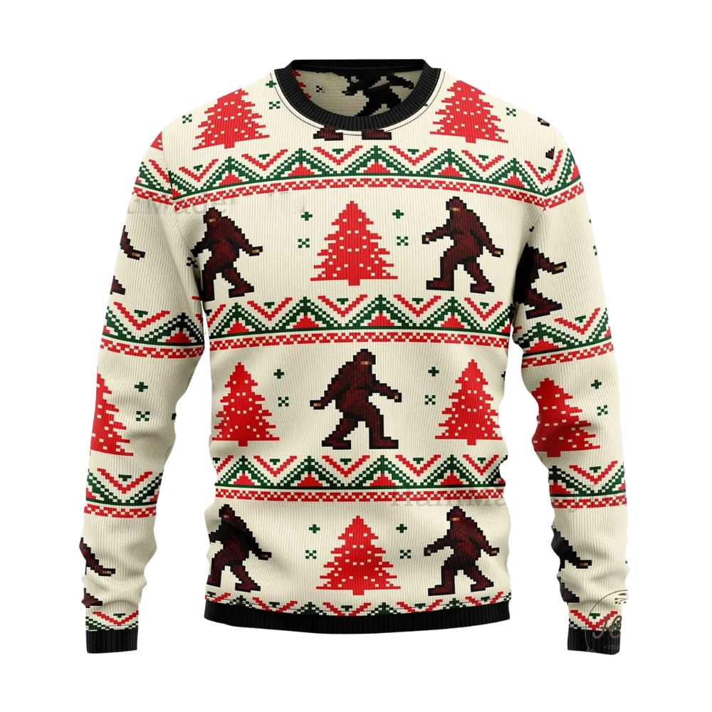 Bigfoot Ugly Christmas Sweatshirt For Men, Sasquatch Lover Christmas Ugly Sweater 2D1221
