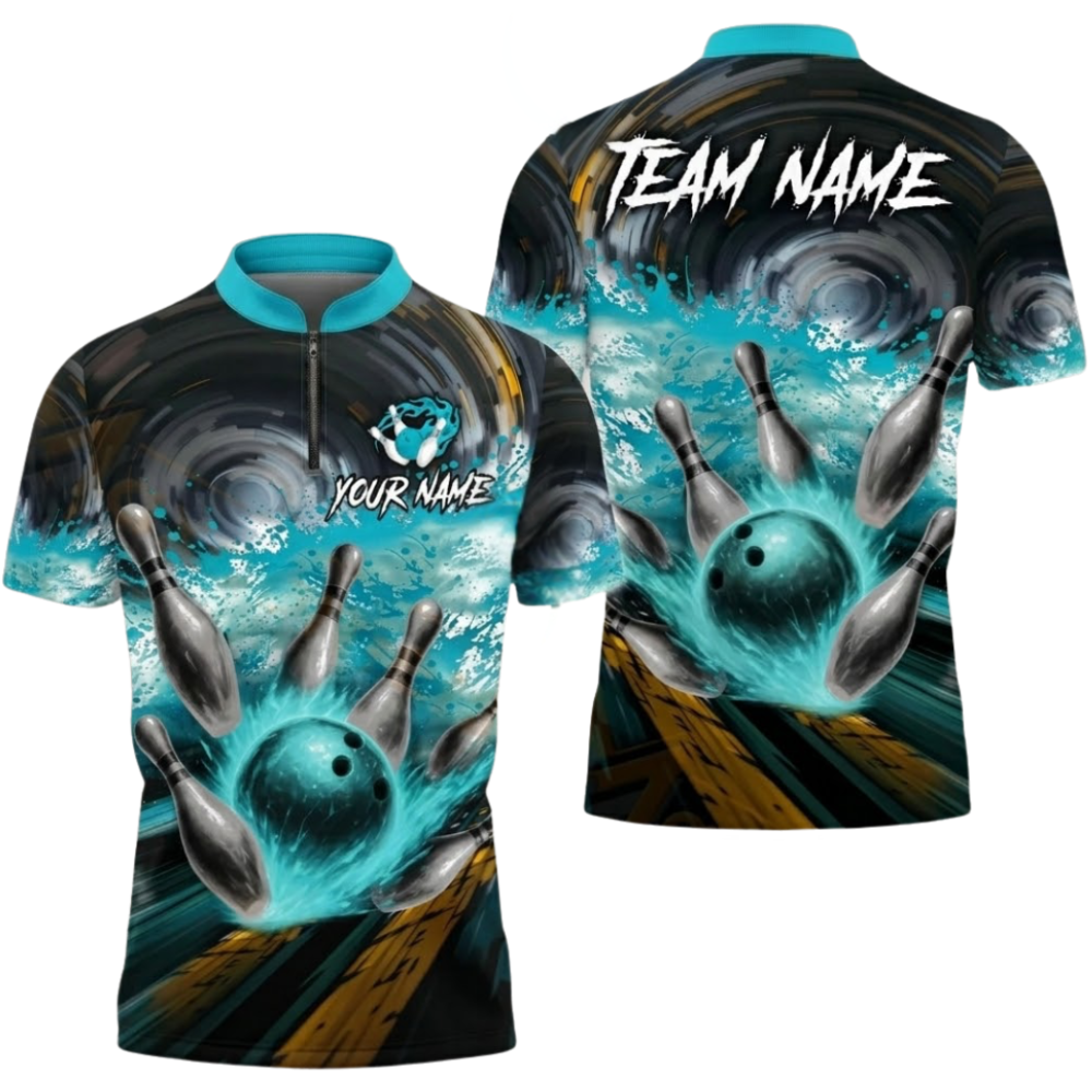 Custom Team Splash Paint Red Black Bowling Jersey For Mens, Custom Bowling Team Shirts BZ0595
