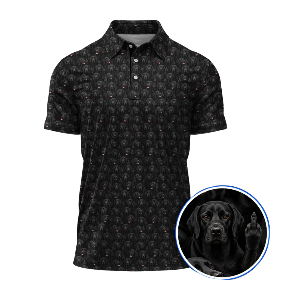 Labrador Black Polo Golf Shirt For Men, Labrador Golf Shirts GZ0431