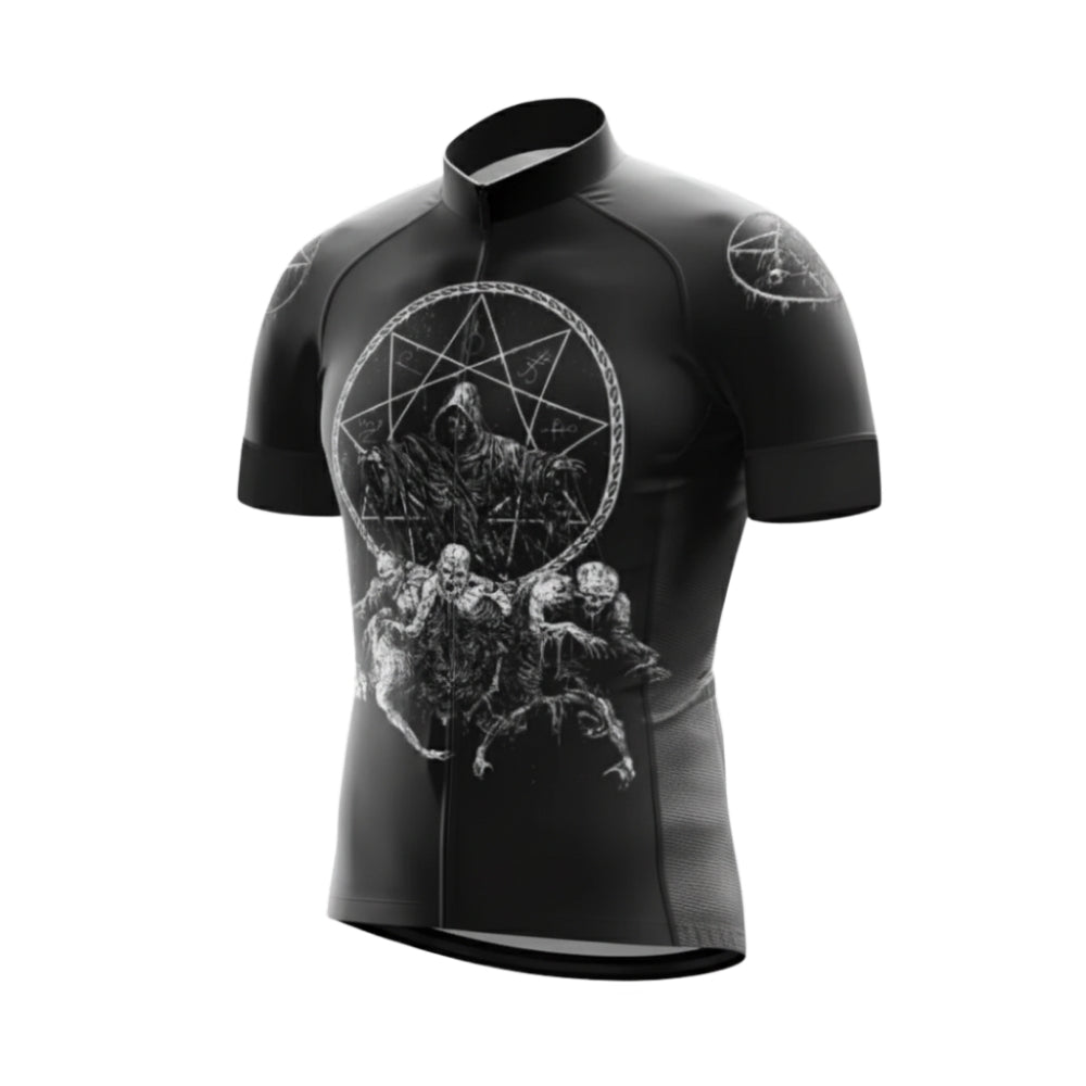 Skeleton Black Cycling Short Sleeve Jersey For Men, Skull Cycling Jerseys CG0661