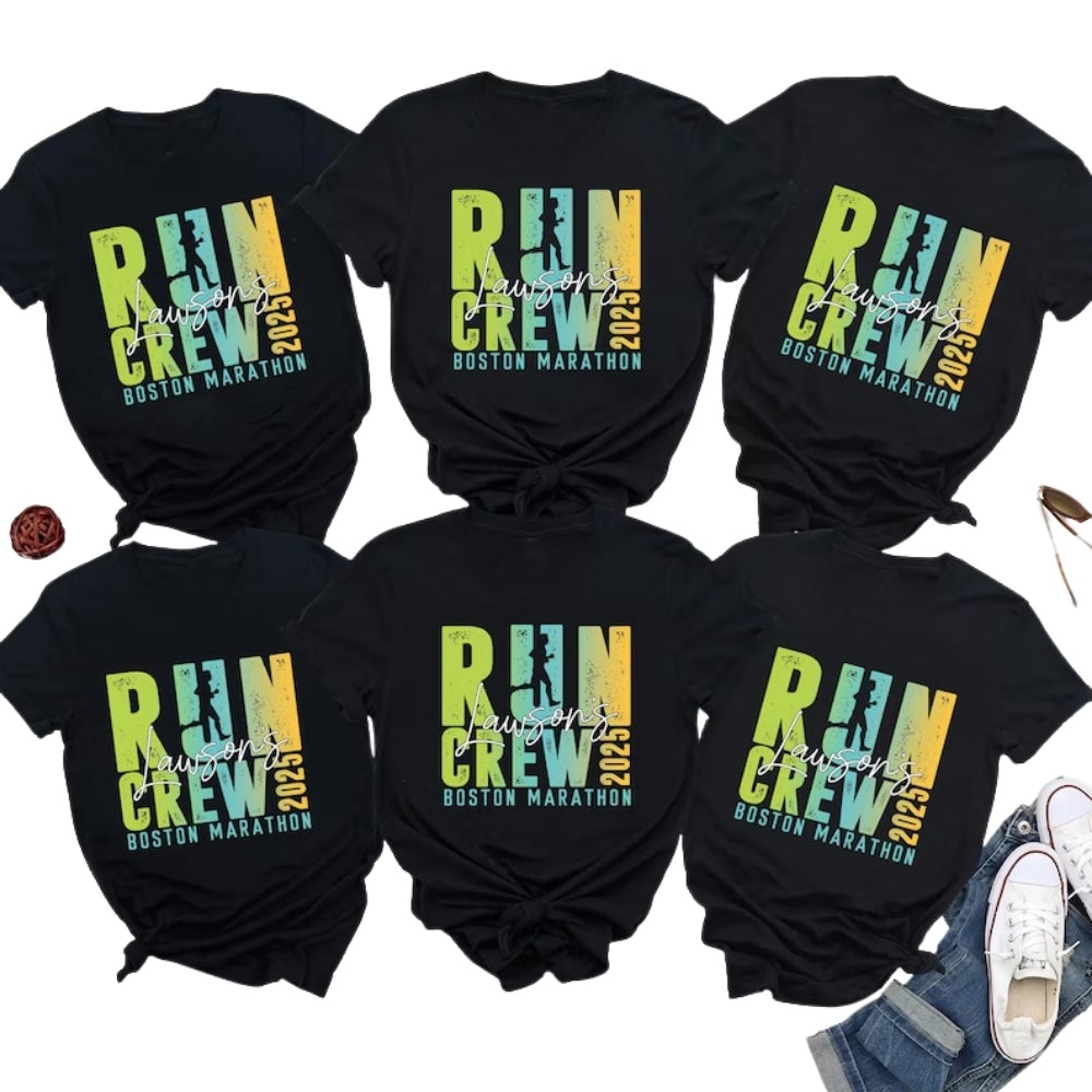 Run Crew Personalized Matching Marathon Support Family T Shirts, Custom Matching Running Family Shirts ET1125