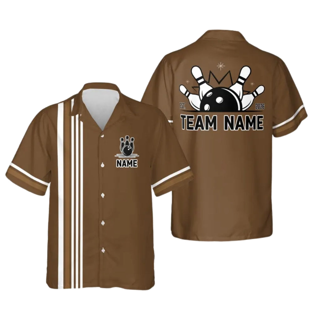 Custom Retro Navy Hawaiian Bowling Shirt With Year For Men Women, Custom Retro Bowling Team Shirts BE0135