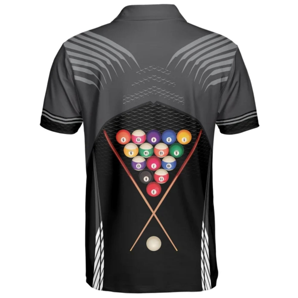 Custom Back Grey Billiard Polo Shirt For Mens, Custom Billiard Shirts BIE0026