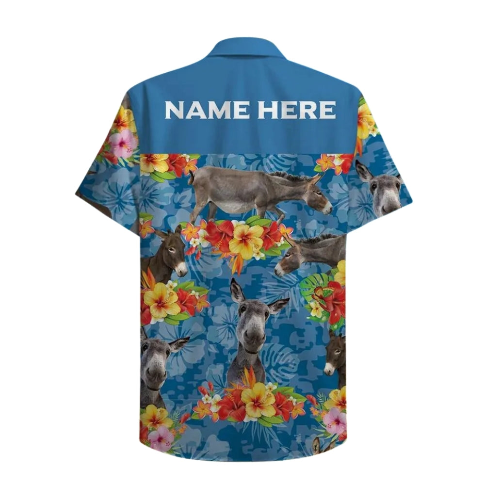 Custom Donkey Tropical Men Women Hawaiian Shirt With Name, Custom Donkey Hawaiian Shirts HE0482
