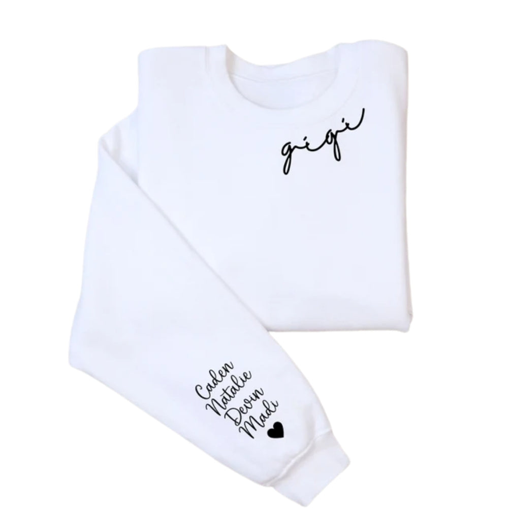 Custom Gigi Sweatshirt with Children Name on Sleeve, Custom Sweatshirt For Grandma 2D0809