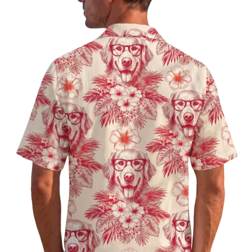 Custom Dog Face Toile De Jouy Hawaiian Shirts For Men Women, Custom Pet Photo Tropical Hawaiian Shirts HE0200