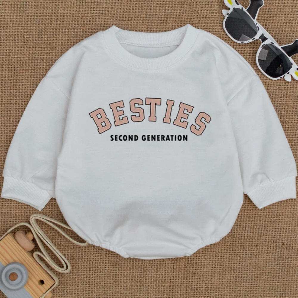 Besties Second Generation Baby Romper Sweatshirt, Best Friend Baby Romper Sweater BB0303