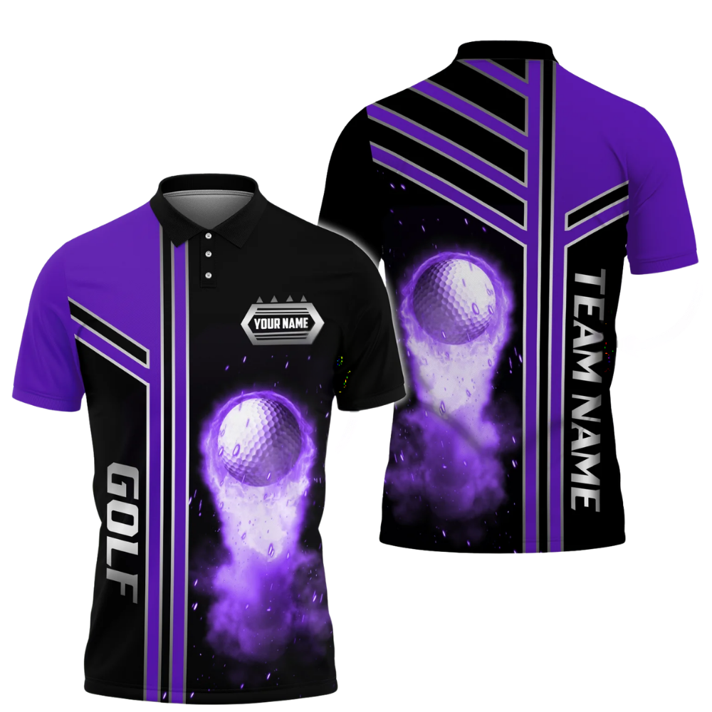 Custom Flame Ball Men's Golf Polo Shirt, Custom Flame Golf Shirts For Team GZ0308