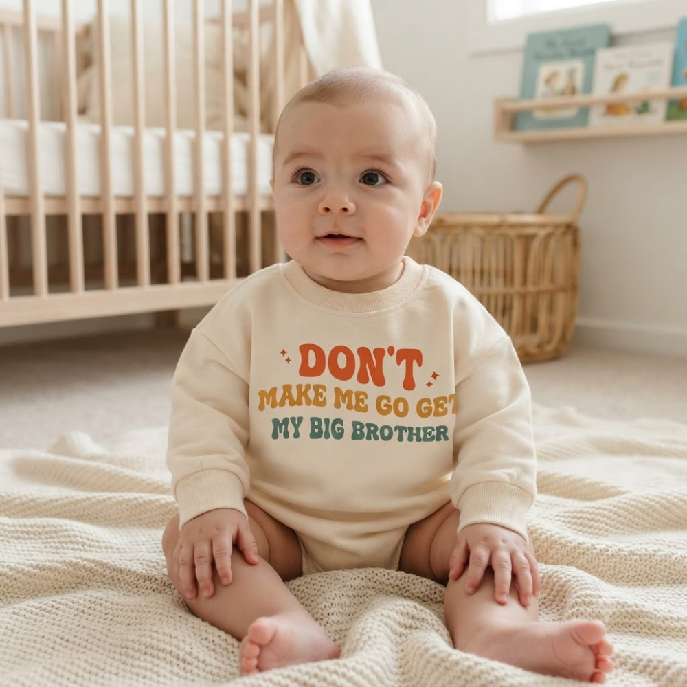 Don't Make Me Get My Big Brother Baby Romper Sweatshirt, Baby Announcement Sweatshirt For Baby BB0870