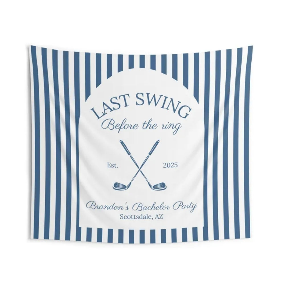 Last Swing Before The Ring Bachelor Party Banner Personalized, Custom Golf Bachelor Banner WD0539