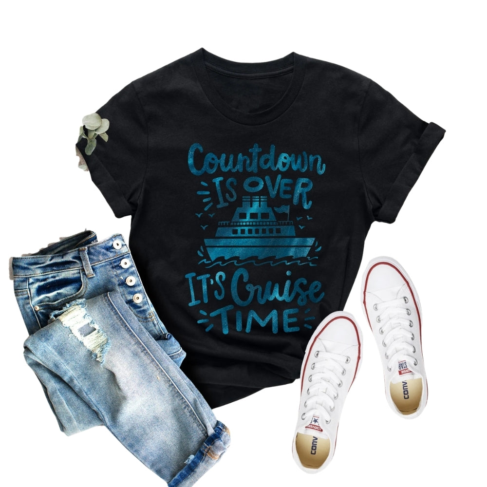 Countdown Is Over It's Cruise Time Matching Family T Shirts, Cruise Vacation Family Matching Shirts ET0270