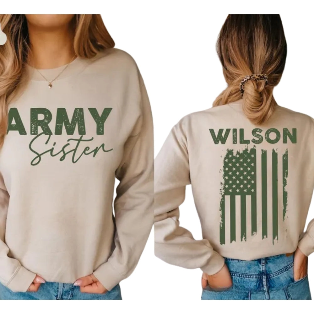 Custom Army Family Sweatshirt, Custom Military Family Members Sweatshirt 2D0604