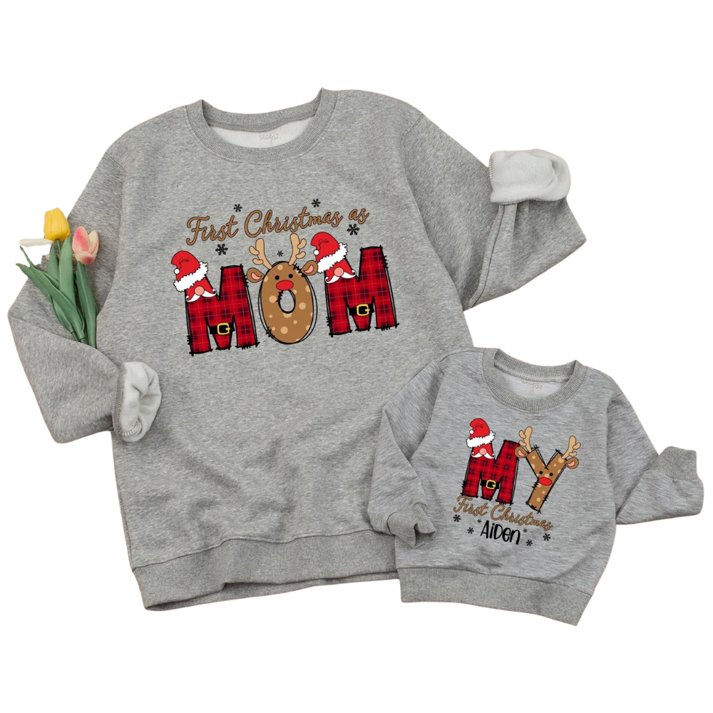 My First Christmas Custom Family Matching Sweatshirt, Custom First Birthday Christmas Family Sweatshirts ET1656