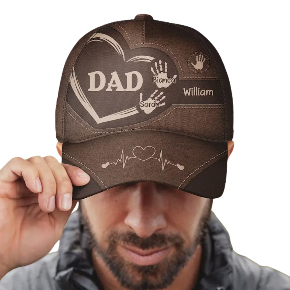 Personalized Handprint With Kid Names Baseball Cap, Custom Father's Day Cap For Grandpa Dad CP0503