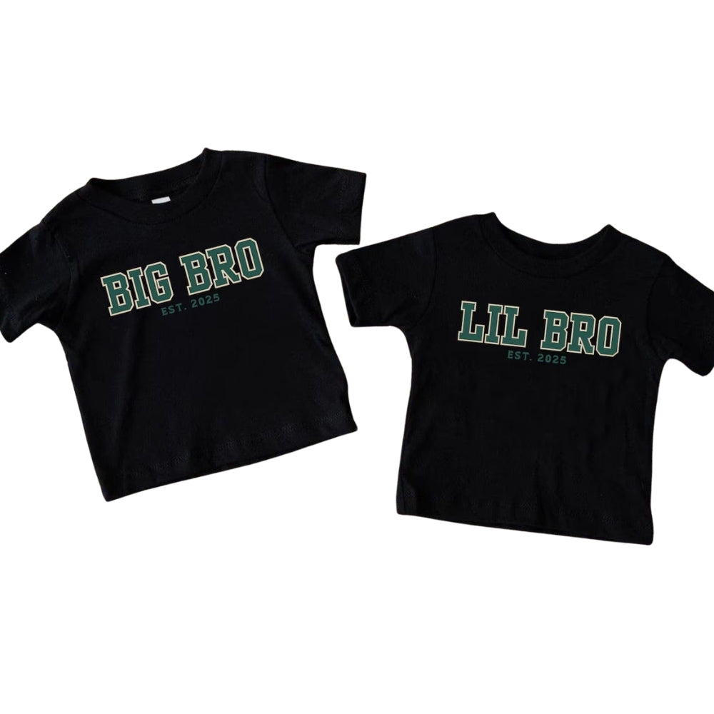 Big Bro Lil Bro Matching Pregnancy Announcement Family T Shirts For Siblings, Custom Matching Sibling Announcement Shirts ET0416