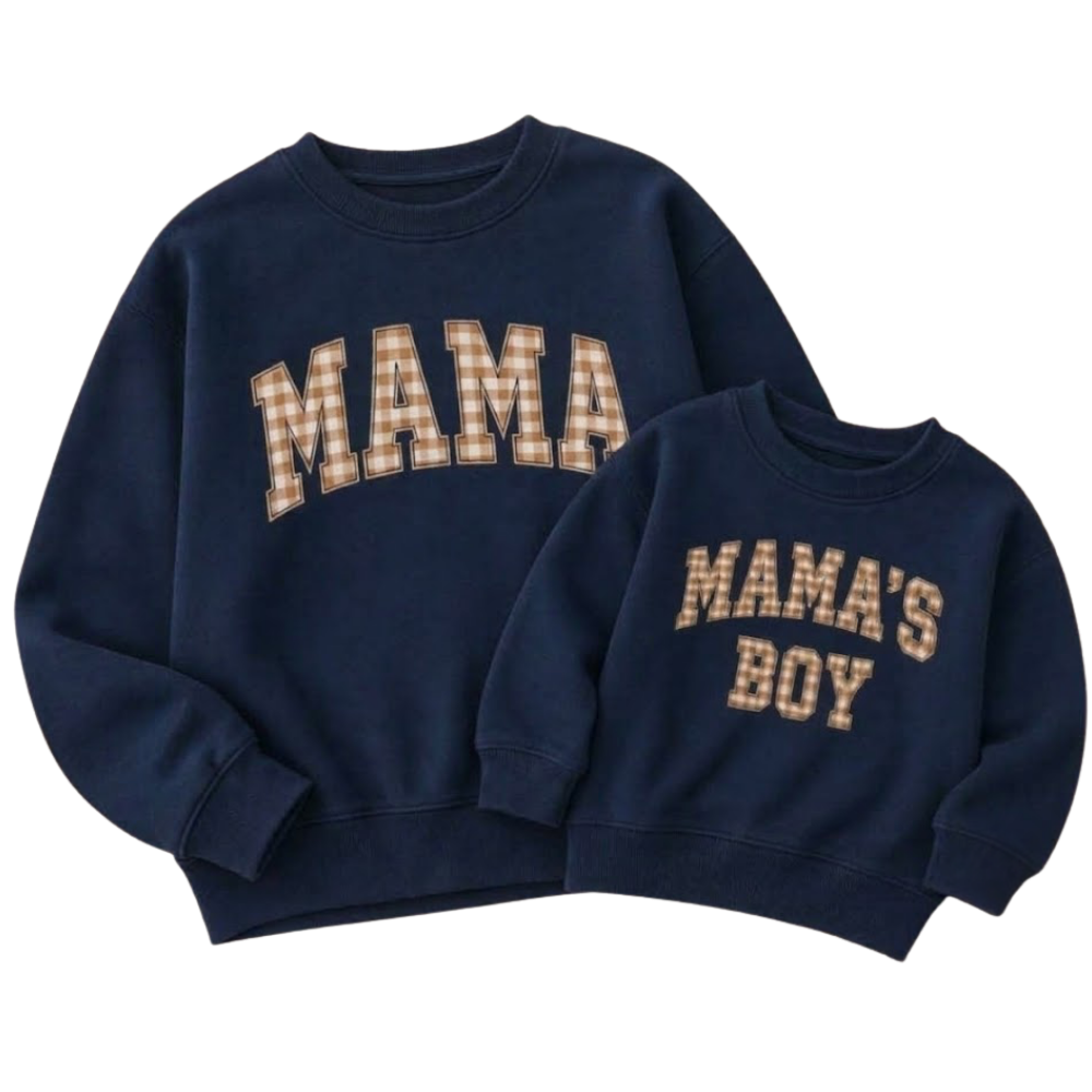 Mama & Mama's Boy Gingham Matching Sweatshirt, Mother And Son Sweatshirt Matching ET1621